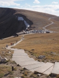 View down "Huffers Hill" to the Alpine Visitors Center