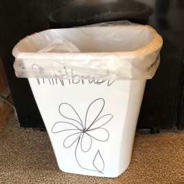 The human need for decoration can turn almost pathological: cf. this wastebasket in the Paintbrush Inn, Thermopolis, Wyoming
